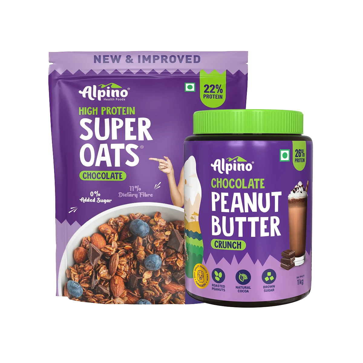 POST-WORKOUT COMBO - High Protein Super Oats Chocolate 1kg & Chocolate Peanut Butter Crunch 1kg - Value Pack