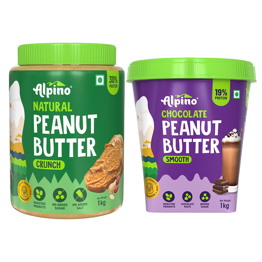 Best Seller Peanut Butter Combo - Natural Crunch 1kg & Chocolate Smooth 1kg - Saver Value Pack