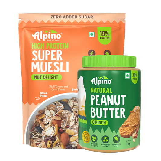 GOOD MORNING COMBO - Super Muesli Nut Delight 400g & Natural Peanut Butter Crunch 1kg - Value Pack