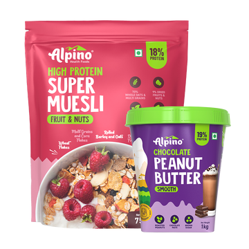 GOOD MORNING COMBO - Chocolate Peanut Butter Smooth 1kg & Super Muesli Fruit and Nuts 400g - Value Pack