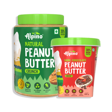 Peanut Butter Combo - Natural Crunch 1kg & High Protein Dark Chocolate Crisp 500g - Value Pack