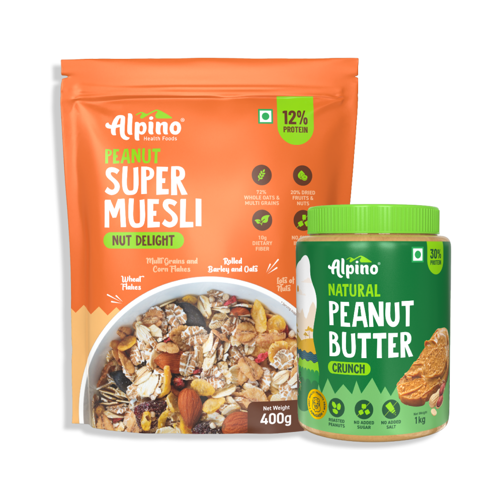 GOOD MORNING COMBO - Super Muesli Nut Delight 400g & Natural Peanut Butter Crunch 1kg - Value Pack