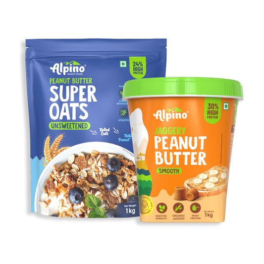 MUSCLE GAIN COMBO - High Protein Rolled Oats 1kg & Peanut Butter 1kg - Value Pack