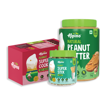SNACKING COMBO - High Protein Peanut Cookies 200g + Super Dip Stix 175g & Natural Peanut Butter Crunch 1kg - Super Value Pack