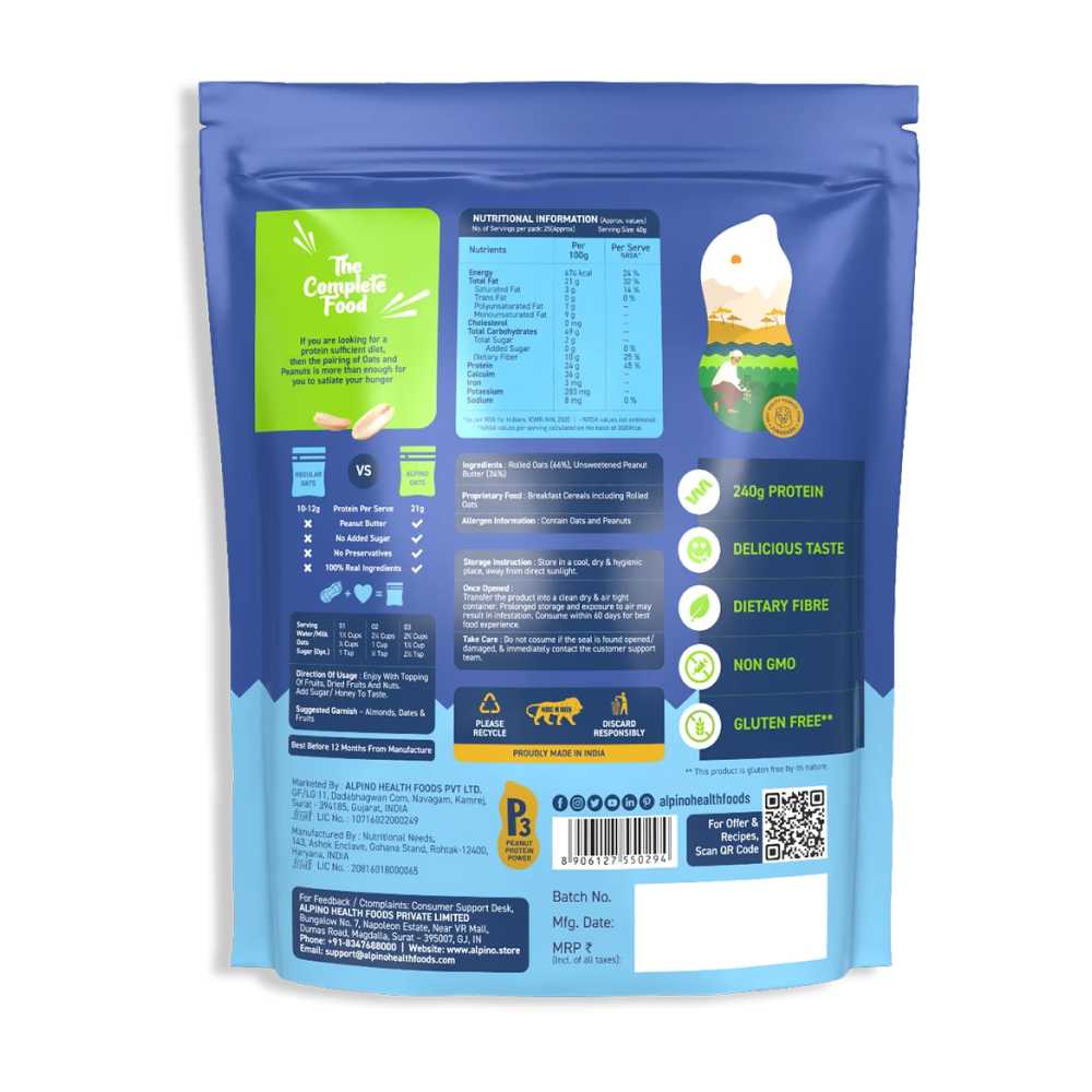 High Protein Super Rolled Oats Unsweetened 1kg