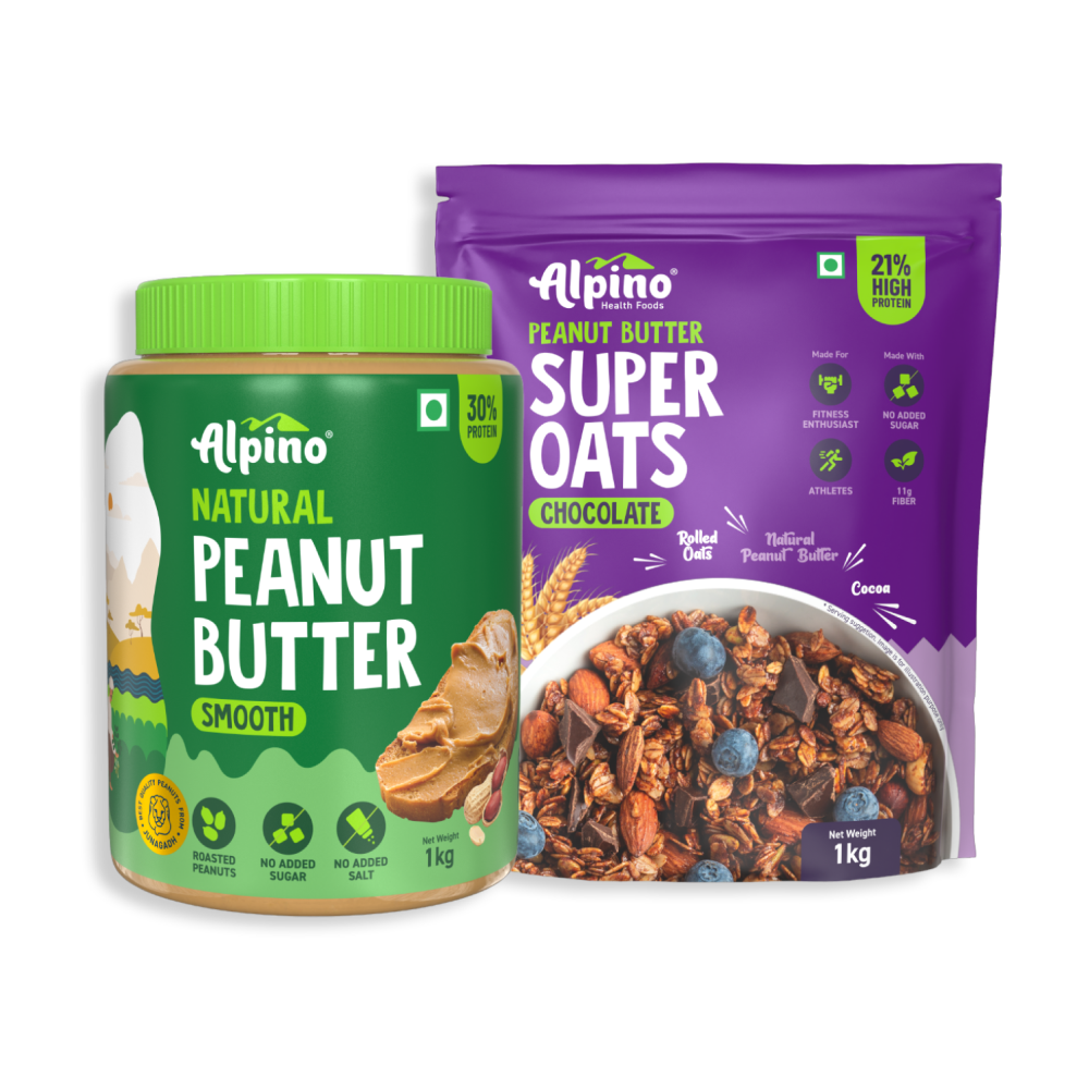 POST-WORKOUT COMBO - High Protein Super Rolled Oats Chocolate 1kg & Peanut Butter 1kg - Value Pack