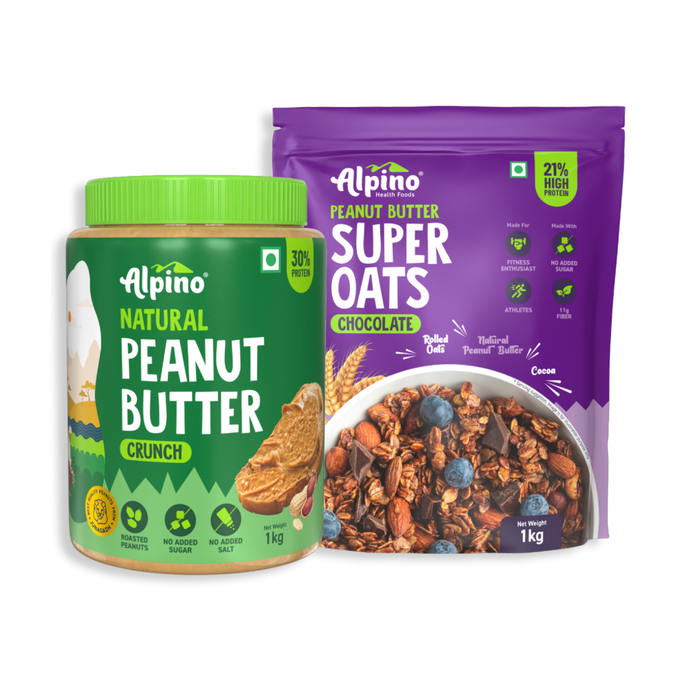 POST-WORKOUT COMBO - High Protein Super Rolled Oats Chocolate 1kg & Peanut Butter 1kg - Value Pack