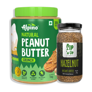 PRE-WORKOUT HIGH CAFFINE COMBO - Peanut Butter 1kg & Premium Instant Coffee 50g - Value Pack