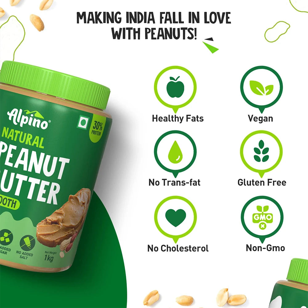 Smooth Natural Peanut Butter - Alpino