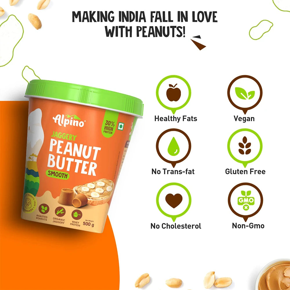 Smooth High Protein Jaggery Peanut Butter - Alpino