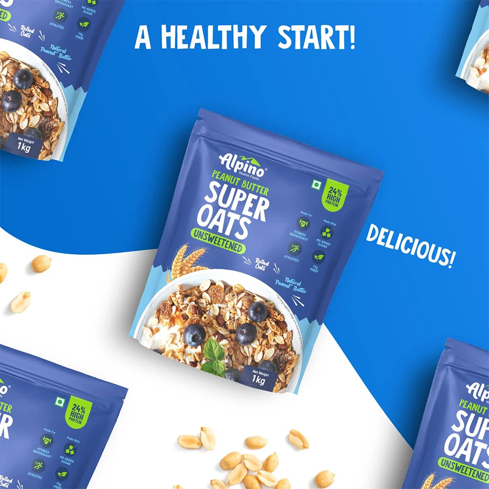 Peanut Butter Super Oats Unsweetened 1 KG - Alpino