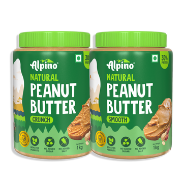 Best Seller Natural Peanut Butter Combo - Crunch 1kg & Smooth 1kg - Saver Value Pack