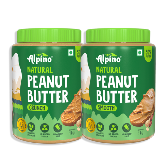 Best Seller Natural Peanut Butter Combo - Crunch 1kg & Smooth 1kg - Saver Value Pack